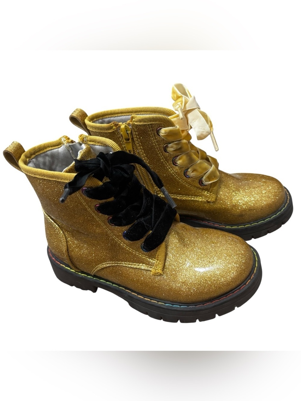 Dream Pairs gold glitter side zipper high top boots girls kids size 12